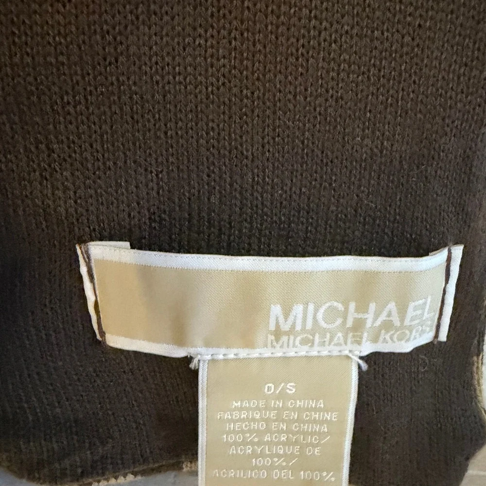 Michael Kors Reversible Scarf‎ Brown Gold Monagram Signature MK Print